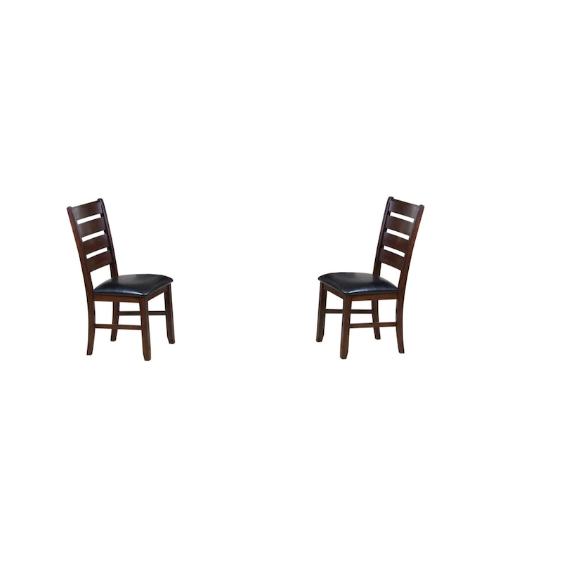 Faux Leather Ladder Back Side Chairs and Solid Wood Set of 2 - 23 L x 20 W x 40 H