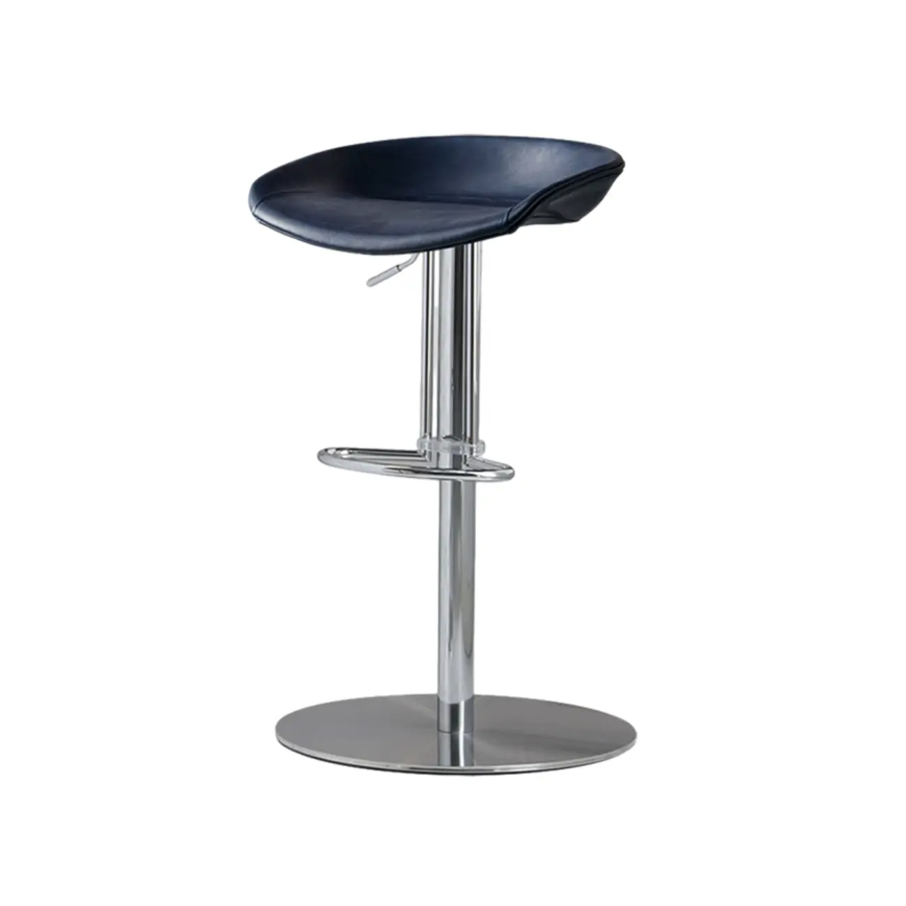 Adjustable Black Leather Saddle Swivel Bar Stools