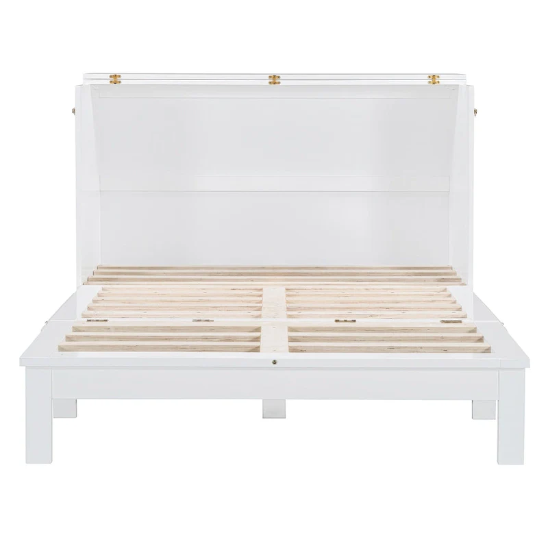 Full/Queen Size Murphy Bed Wall Bed with a Large Storage Drawer, Space Saving Murphy Cabinet Bed w/ a set of Sockets & USB Ports