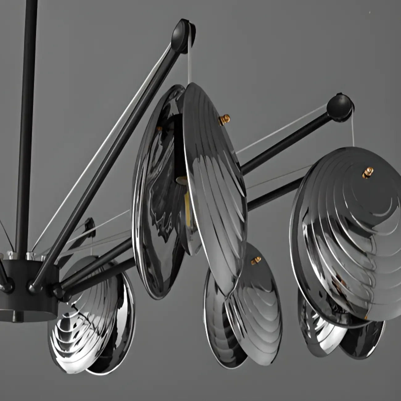 Modern Gray Metal Silver Shell Adjustable Chandeliers