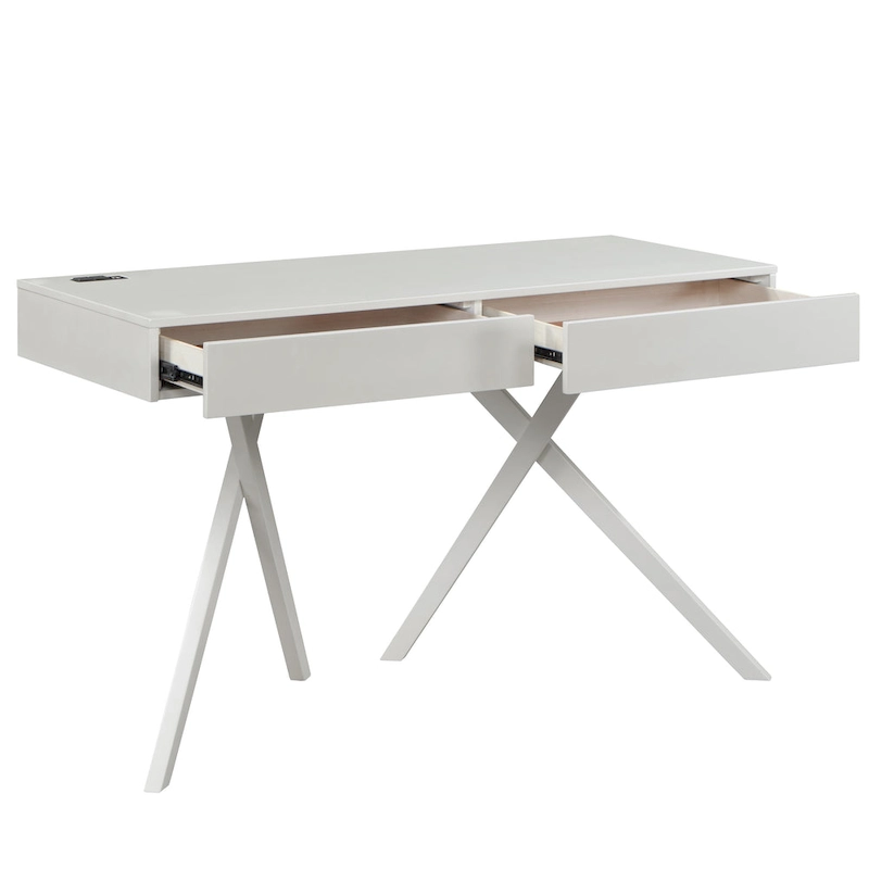 Foli Transitional 47-inch Wood 2-Drawer Desk with USBs and Power Outlets by Furniture of America