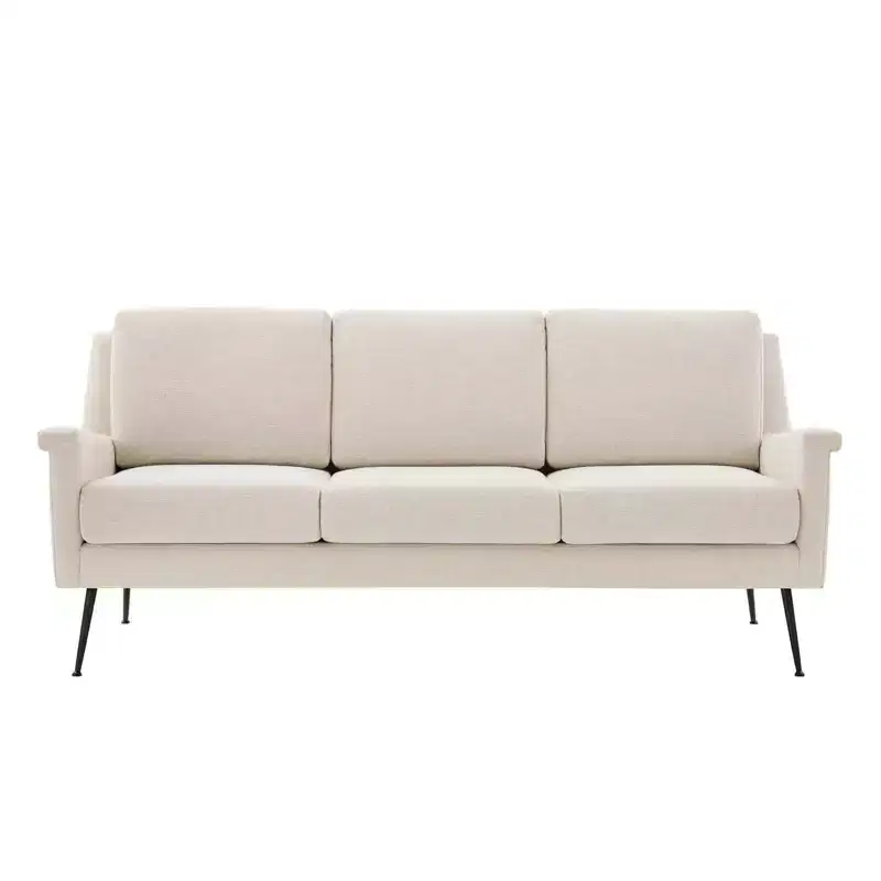 Chesapeake Fabric Sofa Black/Beige - Modway: Polyester Upholstery, Metal Frame, Modern Style, Seats 3