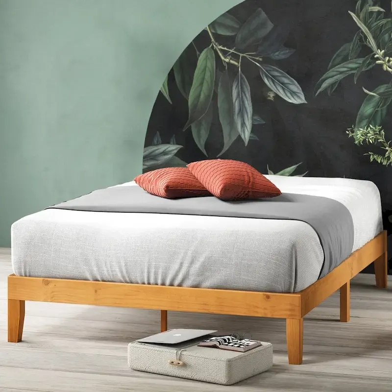 Priage by ZINUS Alexia Rustic Pine Wood Minimalist Rustic Platform Bed