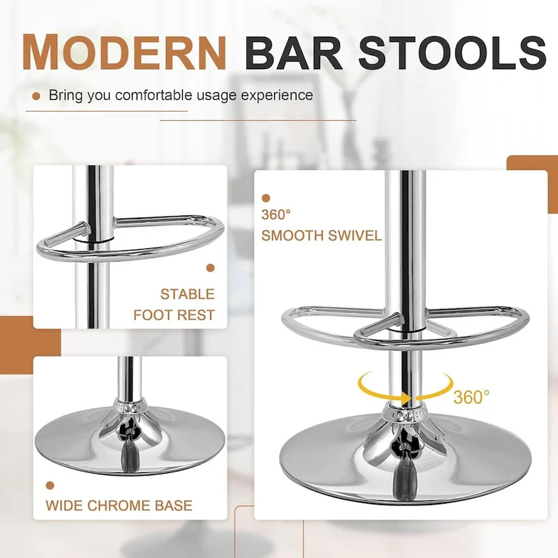 Javlergo Set of 4 Bar Stools Adjustable Swivel Counter Height Barstools with Back