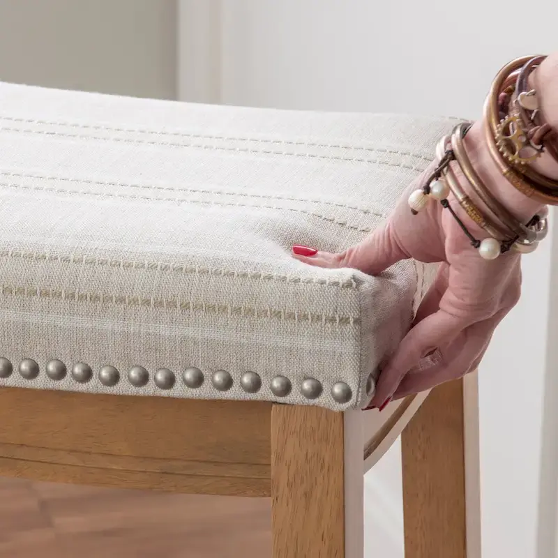 Linon Willamette Rustic Striped Cream Bar Stool