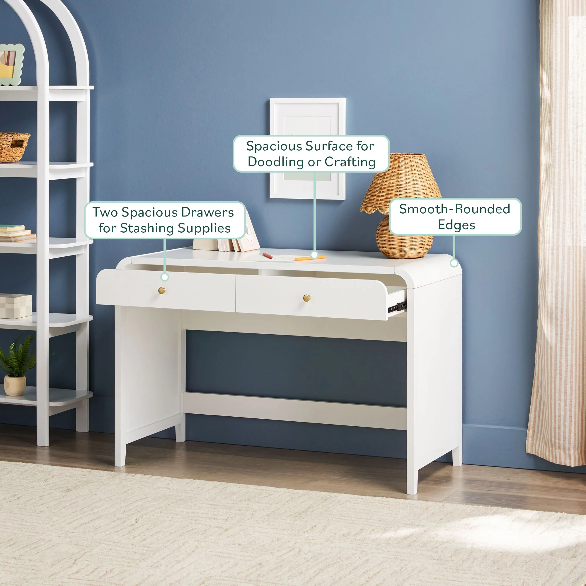 Zoey Modern Curve Design Writing Desk