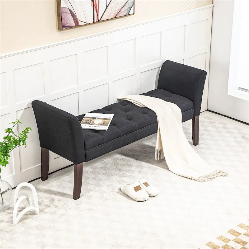 End of Bed Bench with Button Tufted Design,Upholstered Entryway Bench