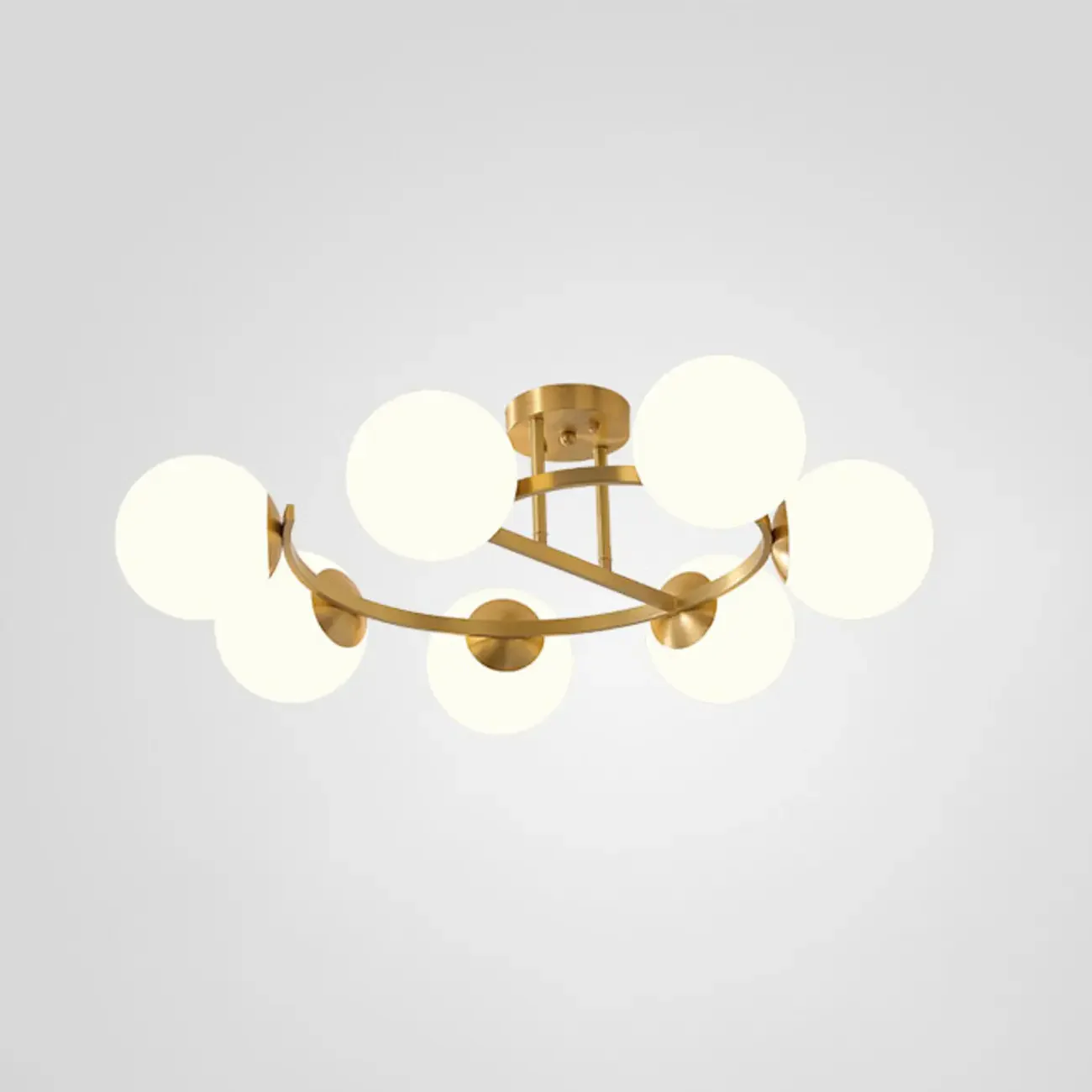 Modern Gold Loop Globe Glass Semi Flush Ceiling Light