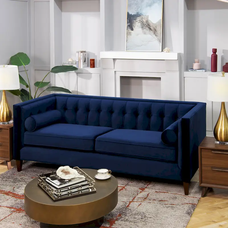 Jack 84 Mid-Century Modern Tuxedo Sofa with Bolster Pillows