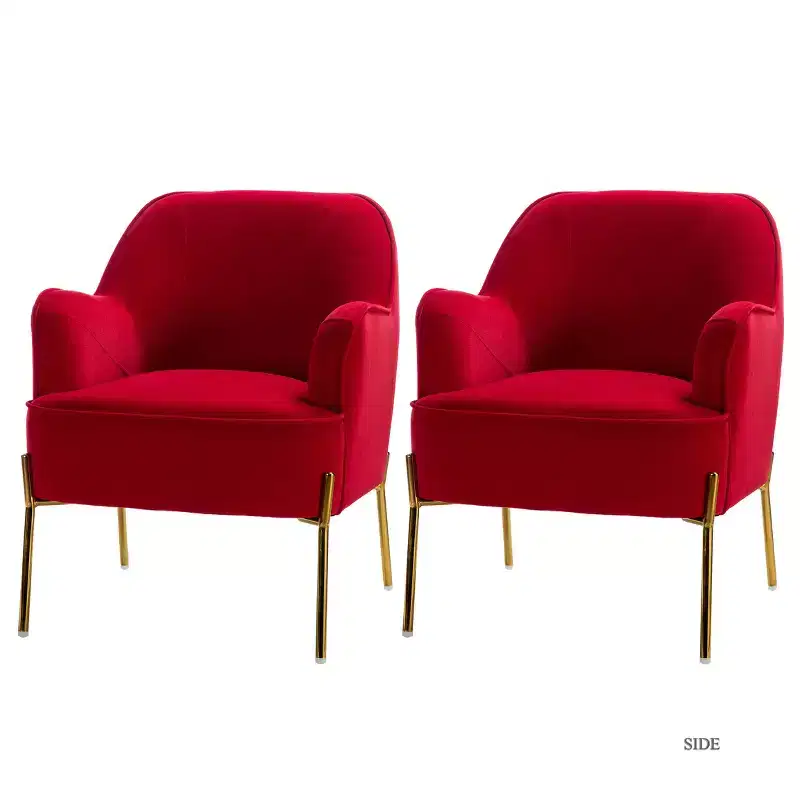 Odo Velvet Accent Comfy Living Room Arm Chair Upholstered Padded Seat Set of 2 | Karat Home