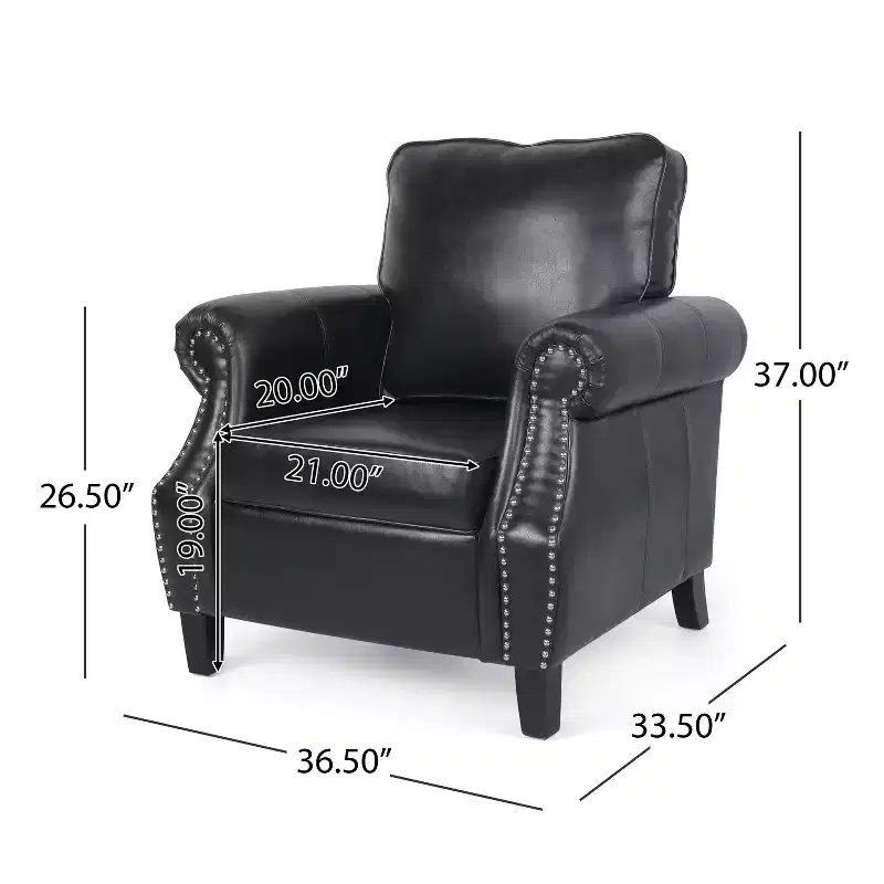 GDFStudio Dowd 36.50 Faux Leather Club Chair with Nailhead Trim