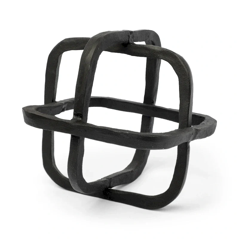 Willem Black Iron Cube Decorative Object - 8.6 L x 8.6 W x 8.6 H