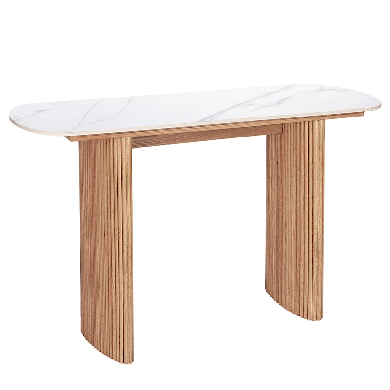 Marble Console Table Entryway Table with Fluted Base