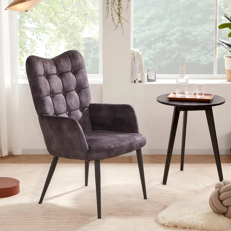 High-back Button Tufted Wingback Accent Chair