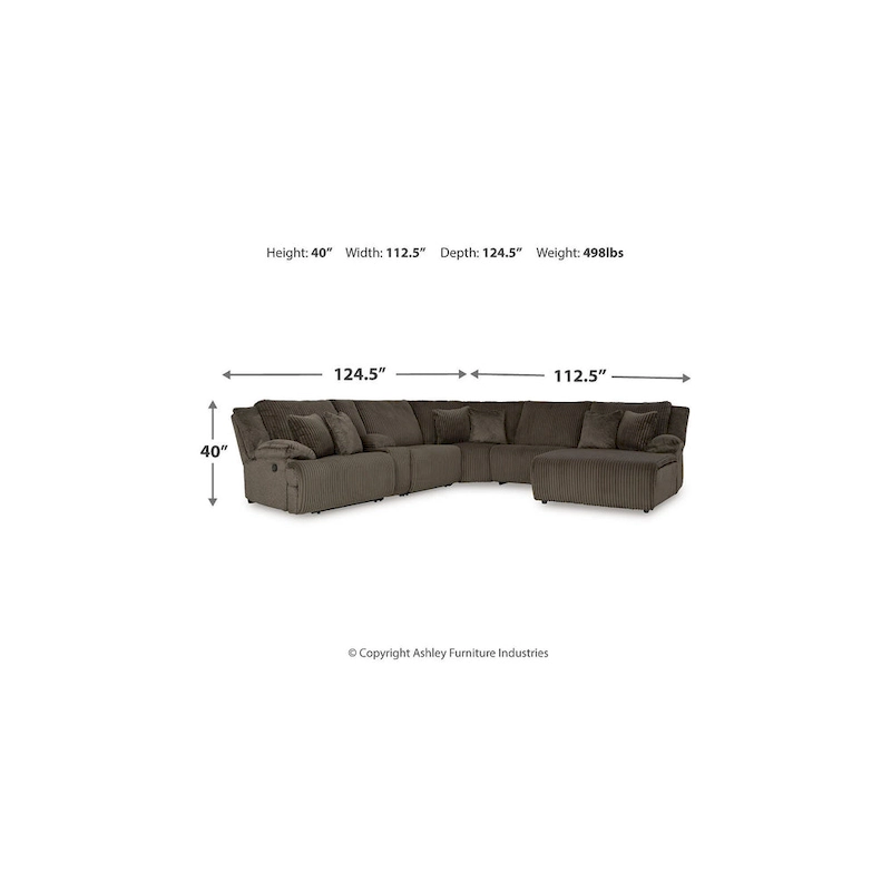 Signature Design by Ashley Top Tier Brown 6-Piece Reclining Sectional with Chaise - 147W x 134D x 41H
