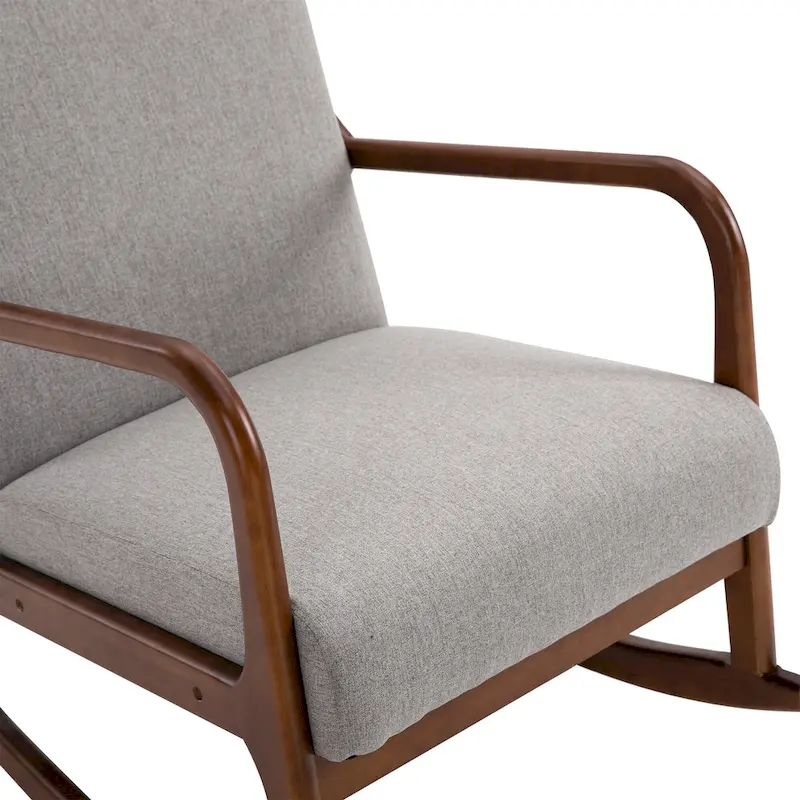 Grey Modern 25.3 High Back Rocking Chair with Solid Wood Base