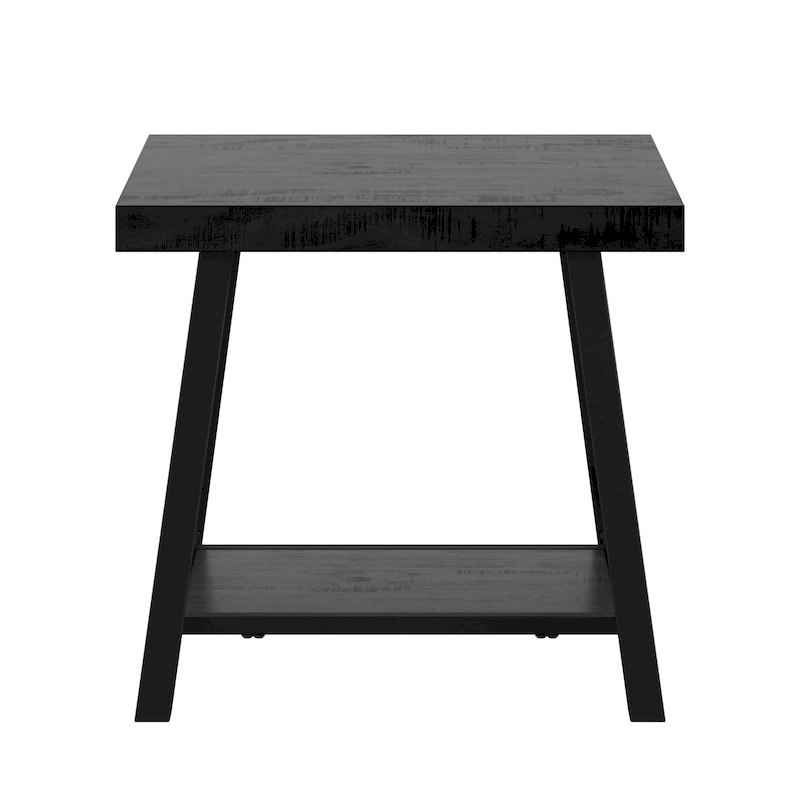 Bryson Rustic X-Base End Table with Shelf by iNSPIRE Q Classic