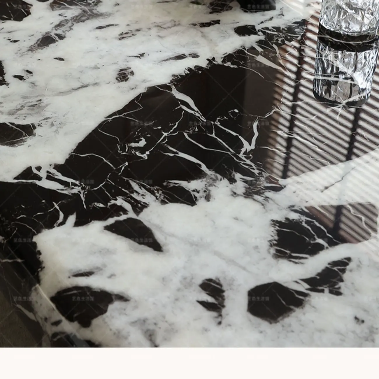 Modern Marble Black Rectangular Sleigh Coffee Table