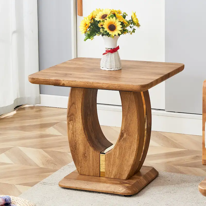 23.6 Square Coffee Table with Gold-Tone Leg Strips