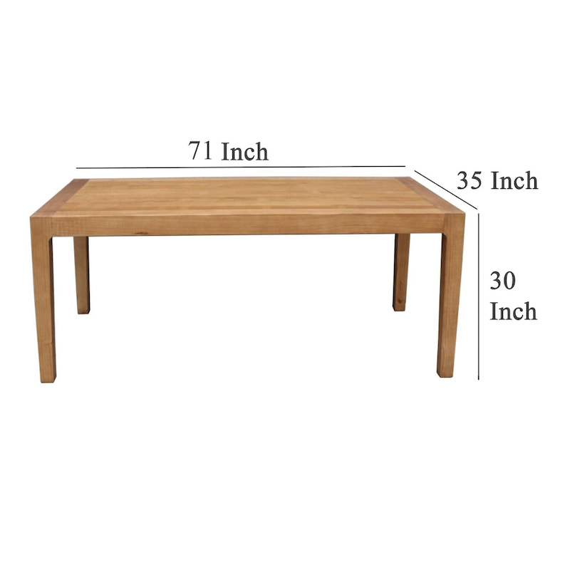 Tuley Dining Table, Pine Wood, Natural Brown, 71 Inch Rectangular Top