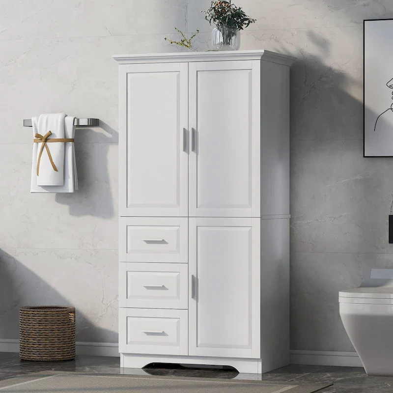 Tall and Wide Storage Cabinet with Doors for Bathroom/Office