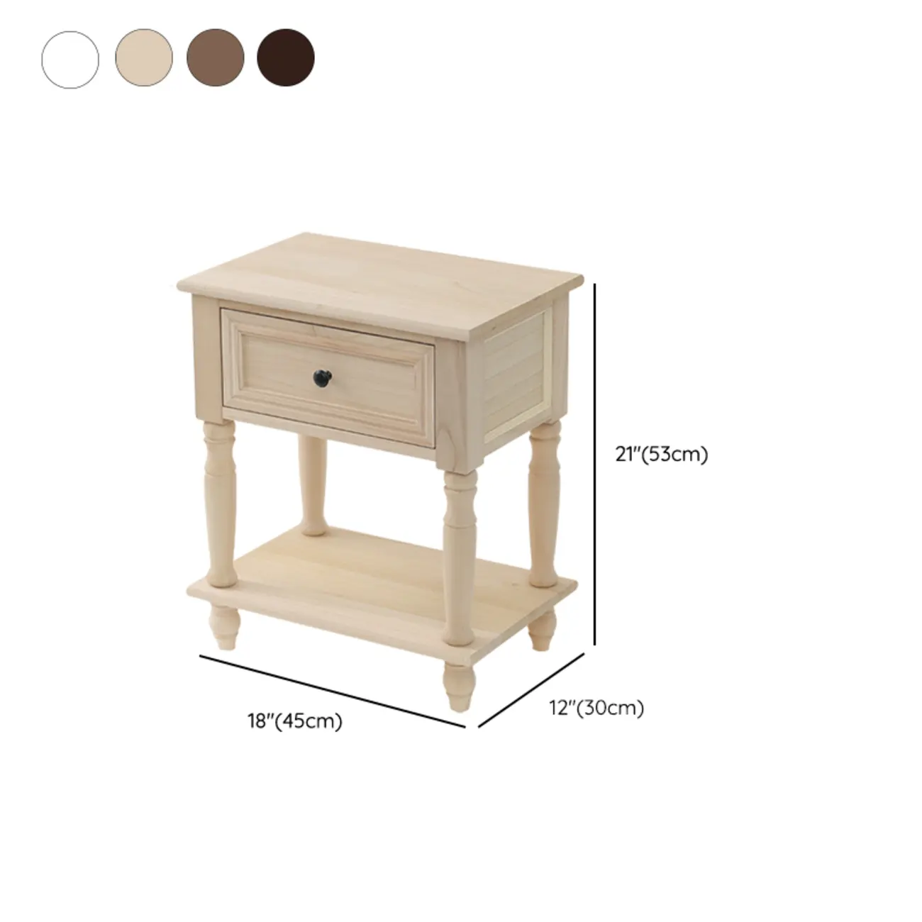Traditional Wood Nightstand with Drawers