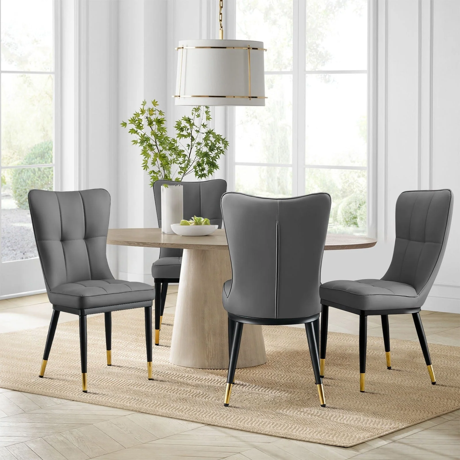 Faux Leather Upholstered Dining Chairs Set of 2/4