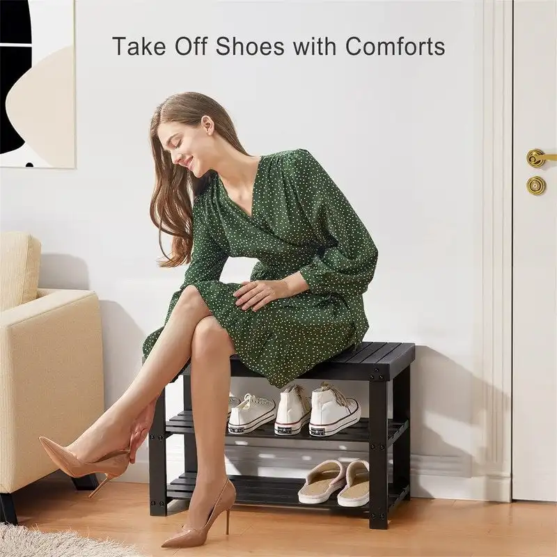 3 Tier Sturdy Shoe Bench - 11D x 27.5W x 17.5H