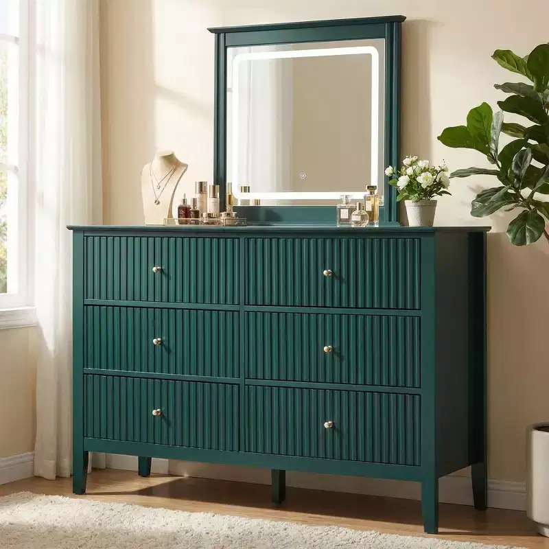 Modern Fluted 6-Drawer Dresser