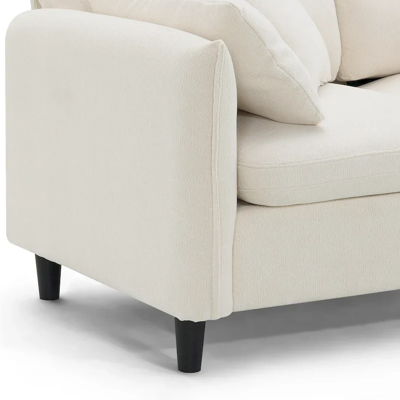 110 Modern L-Shaped Convertible 5-Seat Sectional Sofa with Removable Ottoman and 5 Cushions, Plush Chenille Fabric