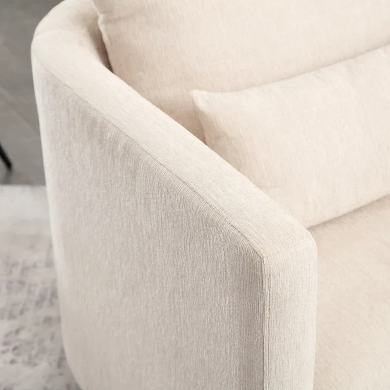 GDFStudio - Harper Chenille Swivel Barrel Chair with Sturdy Metal Base and Ergonomic Design