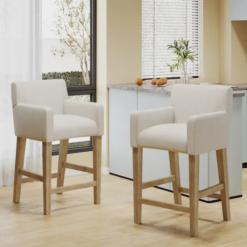 Armga Fabric Upholstered Wood 26 inch Counter Stools (Set of 2) by Christopher Knight Home