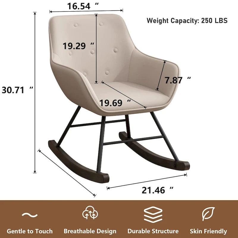Accent Chair, Upholstered Button Tufted Living Room Chairs with Wood Legs, Comfy Frosted Velvet Lounge Chair