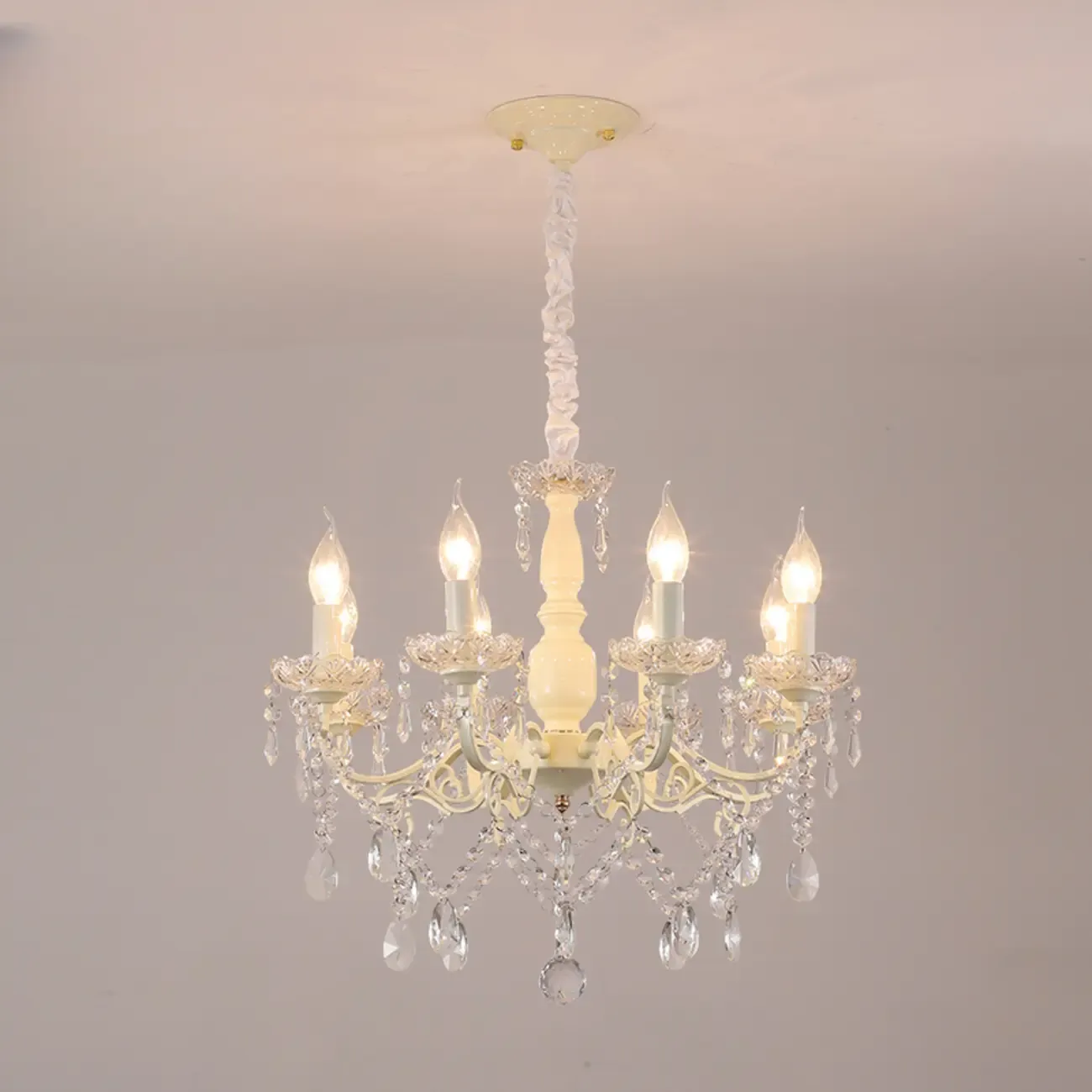 French Romantic Dimmable 8-Light Crystal Chandelier