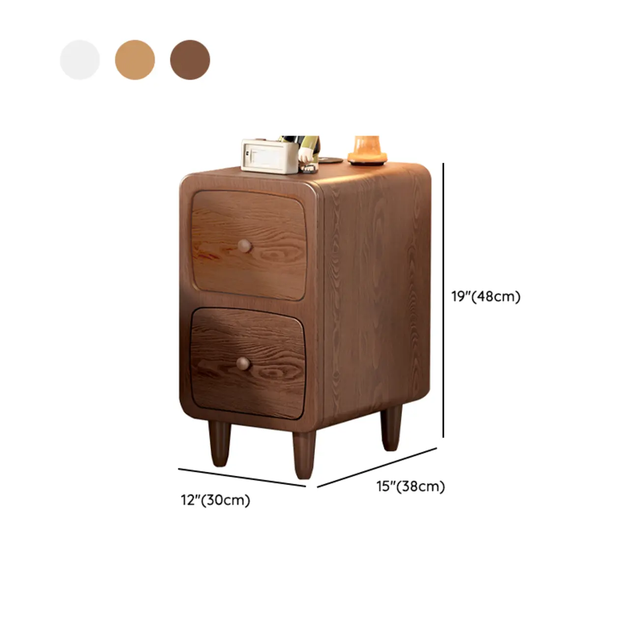 Modern Wood Small Nightstand Open Shelf and Drawer