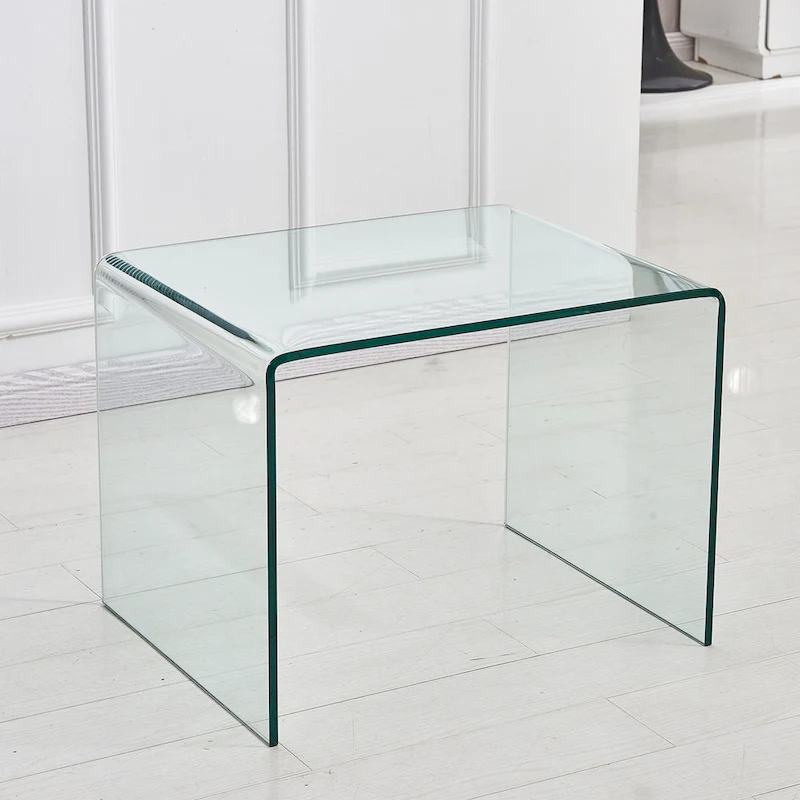 Glass Console Table, Transparent Tempered Glass Console Table