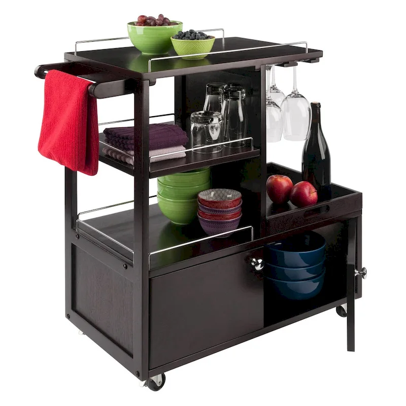 Galen Entertainment Cart, Espresso - 34.25 x 16.77 x 34.37 inches