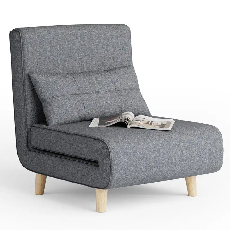 3 in 1 Convertible Upholstered Sofa Bed Sleeper Chair, Chaise Lounge Sofa, Folding Sleeper Chair, Recliner Chair with Pillow