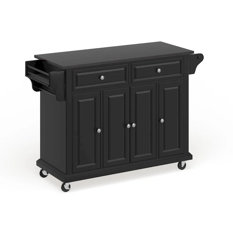 Crosley Black Wood Kitchen Cart/ Island with Solid Black Granite Top - 18d x 51.5w x 36h