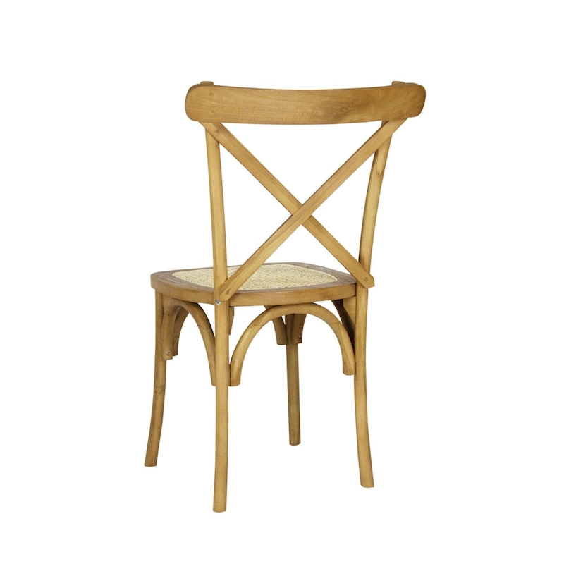 Colmar Classic Traditional X-Back Wood Rattan Dining Chair, Natural (Set of 2) by JONATHAN Y