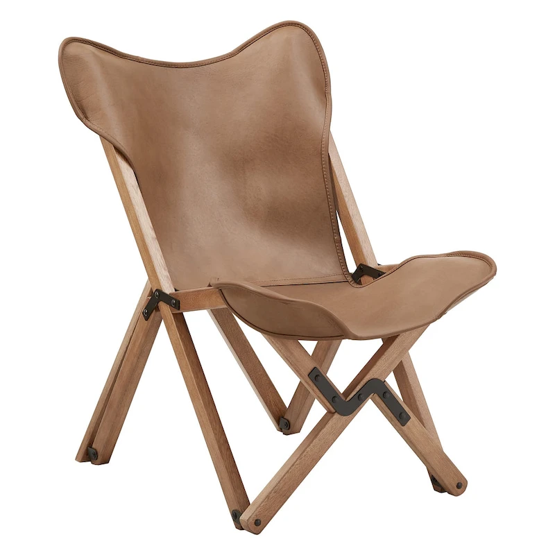 Cantu Genuine Top Grain Leather Tripolina Sling Chair by iNSPIRE Q Modern