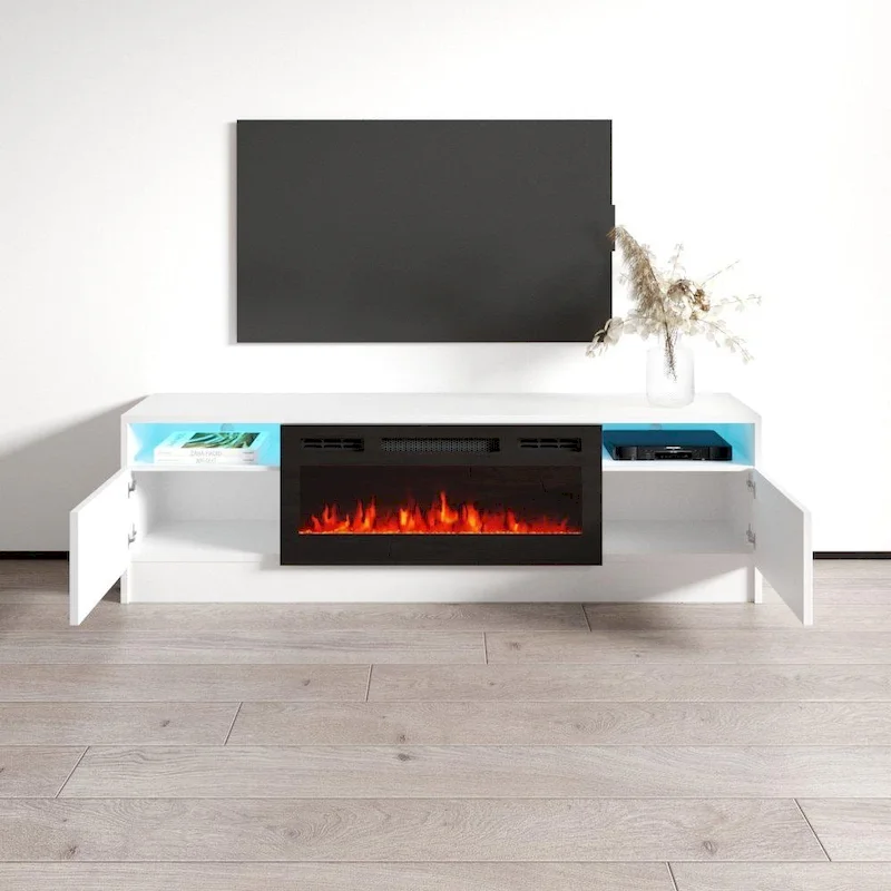 Duke 01 BL-EF Electric Fireplace 63 TV Stand