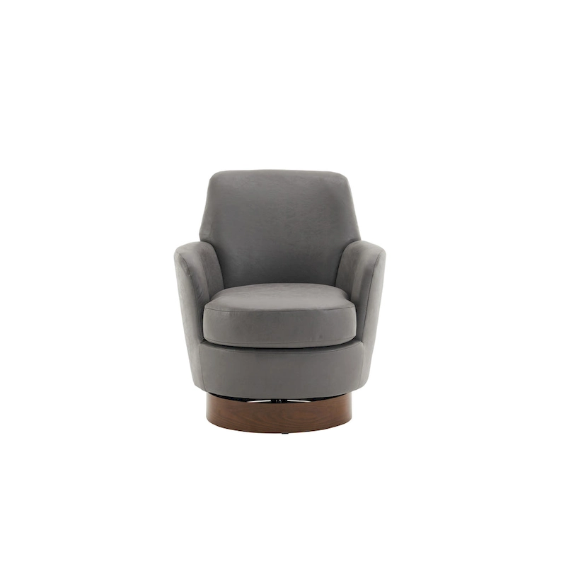 29.3 Upholstered Swivel Barrel Chair with Stainless Steel Base