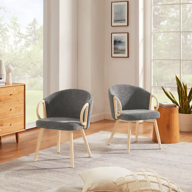 Art Leon Modern Fabric Accent Dining Wood Chair (Set of 2)