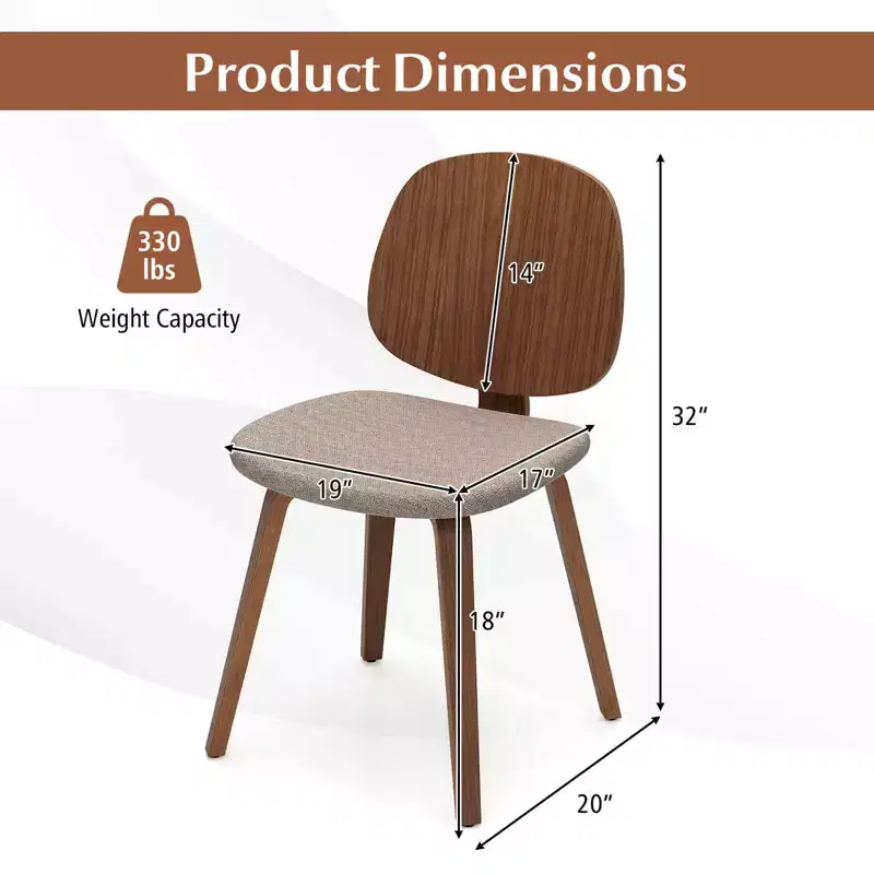 Costway Modern Dining Chair Set of 2/4 Chenille Kitchen Chair Armless Side Dinette Chairs