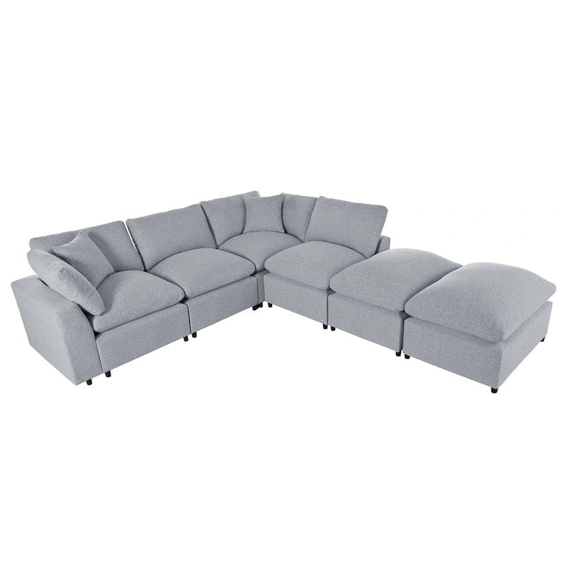 U-Shape Sectional Sofa, 2 Large Chaise with Removable Ottomans