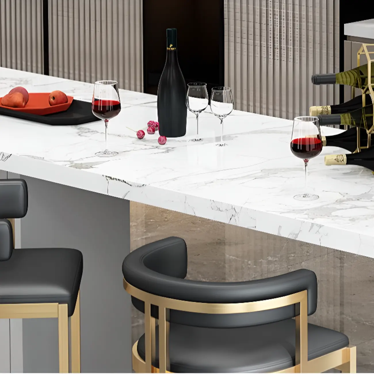 Lavish Metal Cushioned Gold Sled Bar Stool