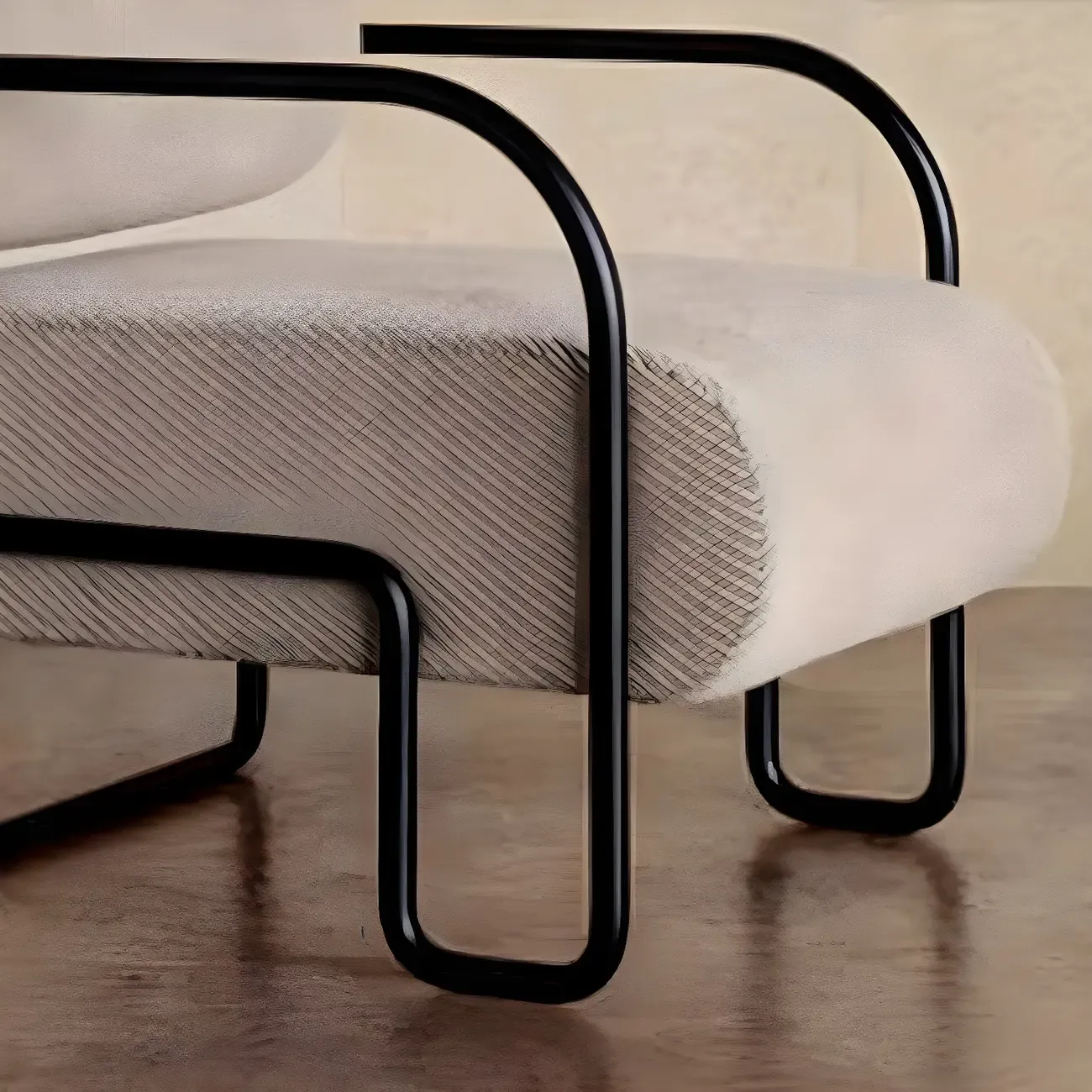 Industrial Leather/Velvet Accent Chair with Metal Frame