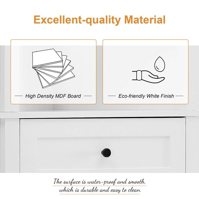 Triangle Tall Cabinet with Drawers and Adjustable Shelves