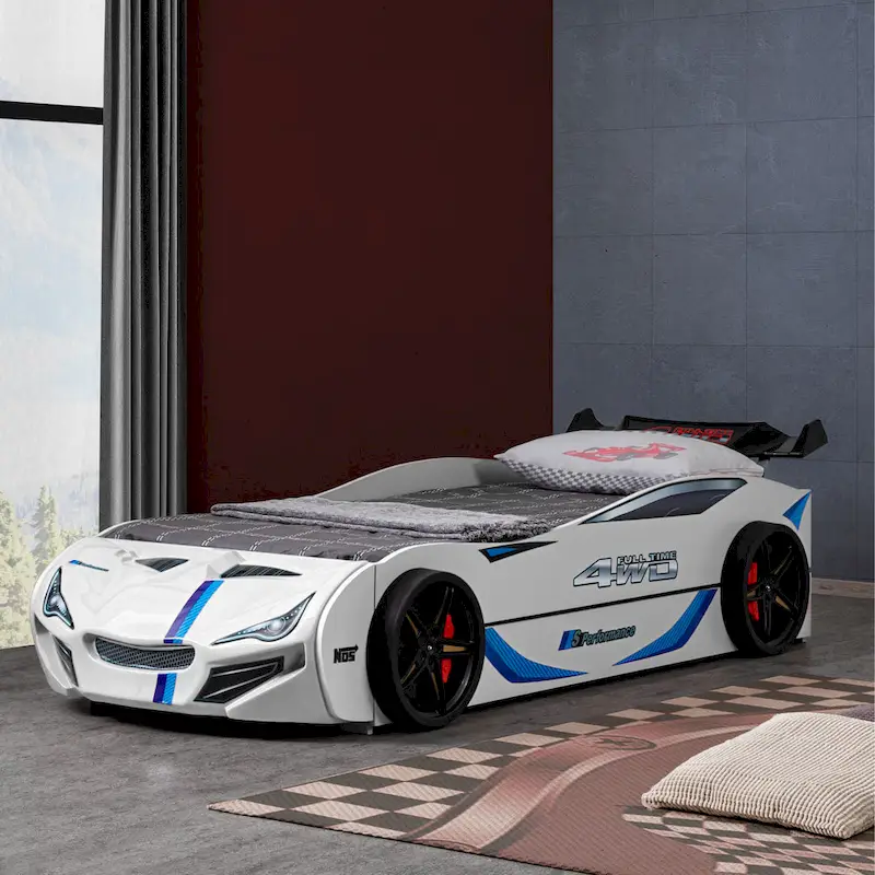 Furniture of America Laszlo Modern Race Car-Shaped Twin Bed with Trundle